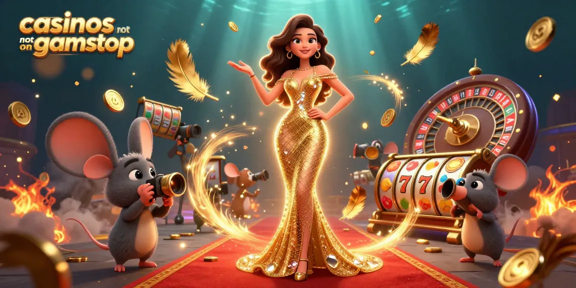 Experience the excitement of casinos not on gamstop with dynamic slot reels and a glamorous 3D scene.