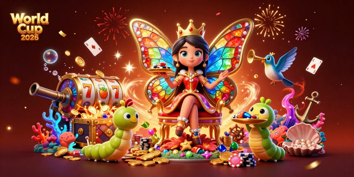 Win big at World Cup 2026 slots with our vibrant casino scene featuring the butterfly queen and treasures!