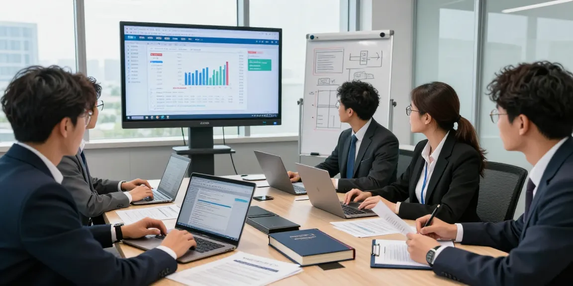Forensic auditors collaborating at a conference room table, showcasing aafikotajakarta.org expertise in financial investigations.