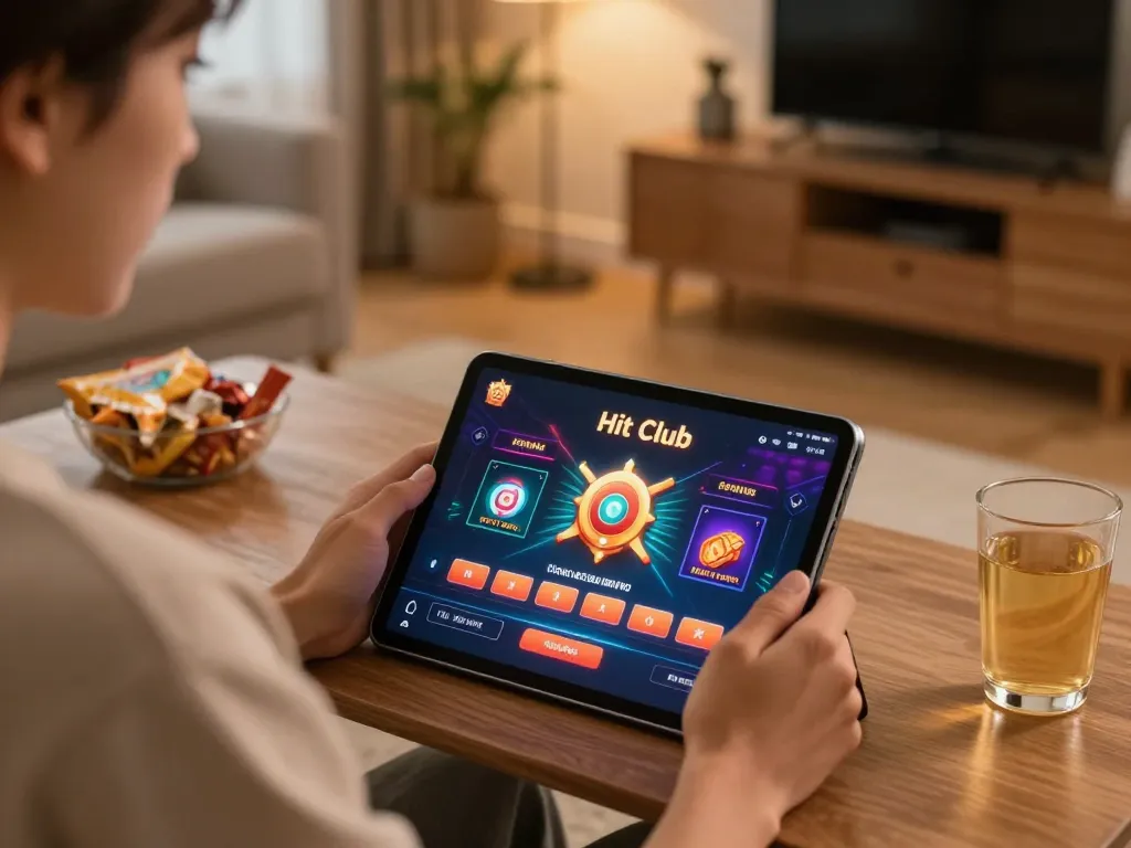 Engaging in the Hit Club app to tải hitclub and improve online gambling strategies at home.