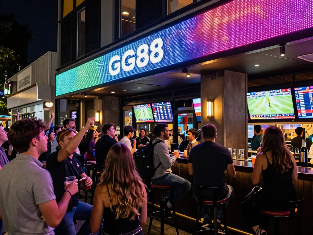 Fans engaging in sports betting excitement at GG88's modern sports venue