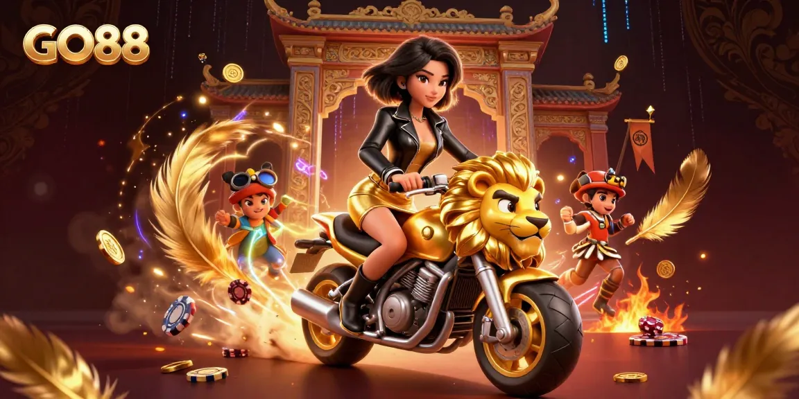 Experience thrilling gaming with GO88 in a vibrant, dynamic 3D casino illustration full of action and excitement.