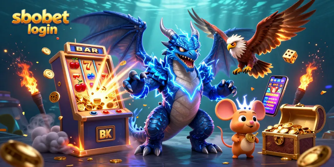 Win big with sbobet login as powerful characters celebrate a jackpot explosion of coins and vibrant casino elements.
