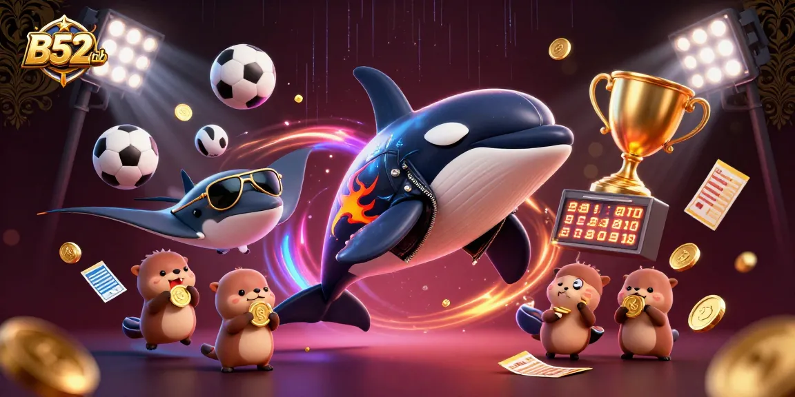 B52club's thrilling gaming adventure featuring vibrant sea creatures and dynamic sports elements.