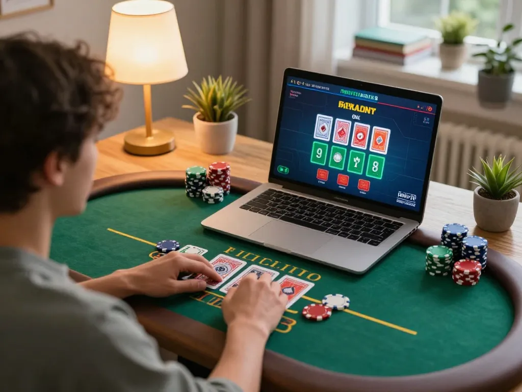 Engaging in online blackjack with cm88game from the comfort of home, showcasing strategic gameplay