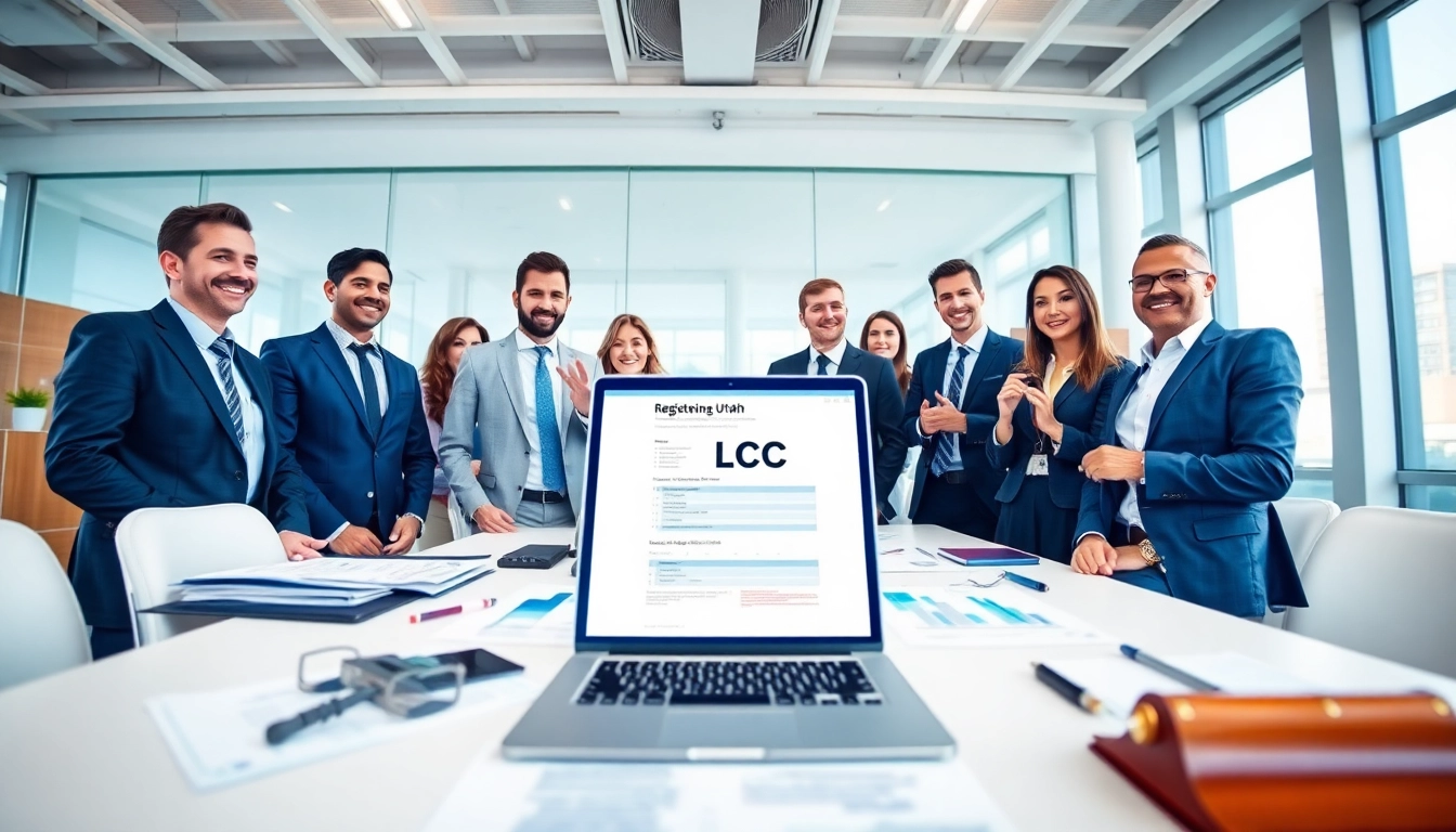 Register Utah LLC process discussed by diverse professionals in a modern office