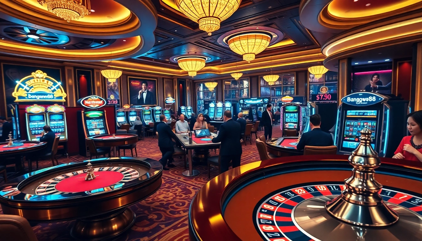 Bets placed at the vibrant casino featuring bangsawan88 gaming and card tables.