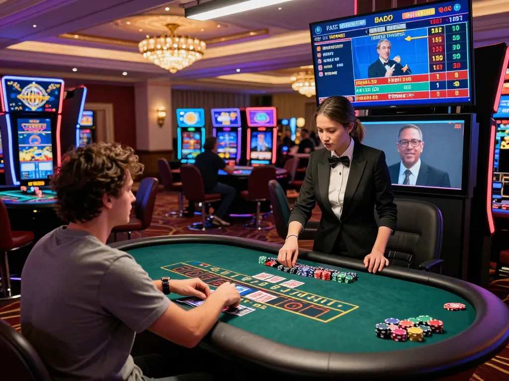 Oke179 player enjoying live baccarat game in a vibrant online casino environment