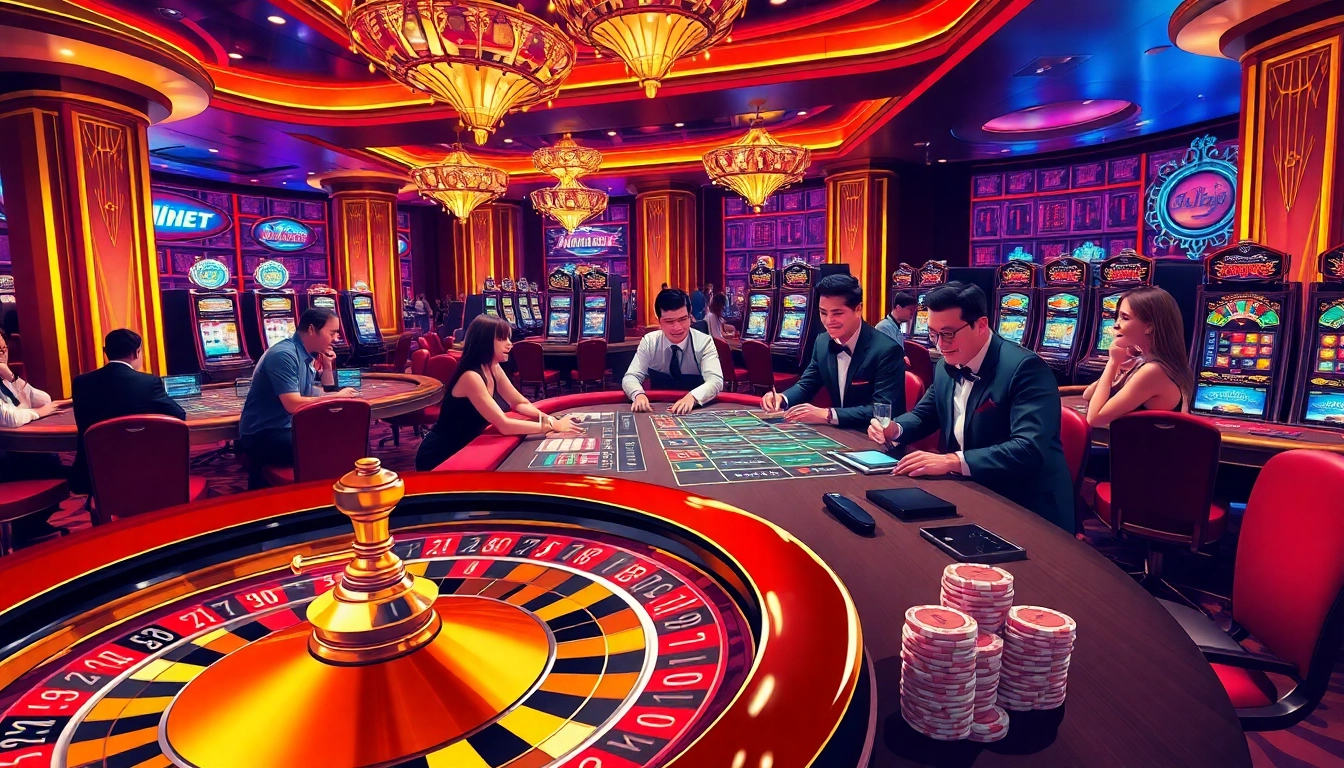Experience the thrill of gambling at KKWIN CASINO with glamorous tables and players in action.