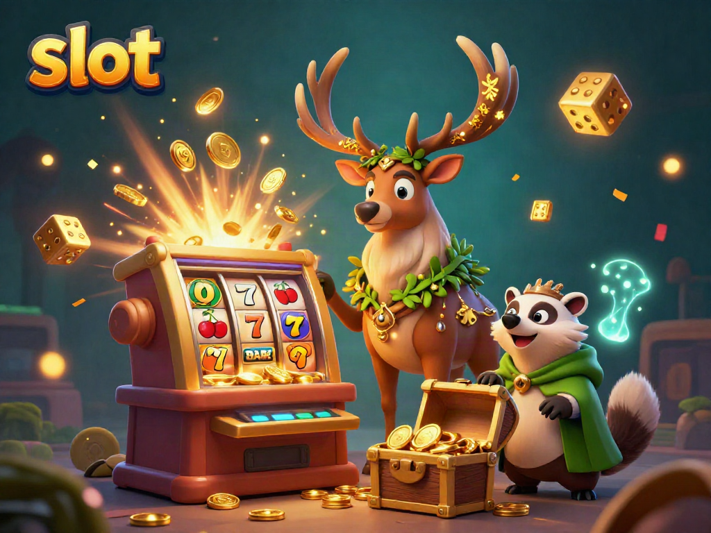 Experience the excitement of slot machines bursting with coins and colorful symbols in this vibrant 3D illustration.