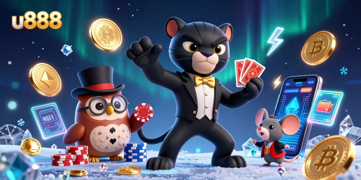 Engage with u888's exciting casino experience featuring a stylish panther dealer and fun poker elements.