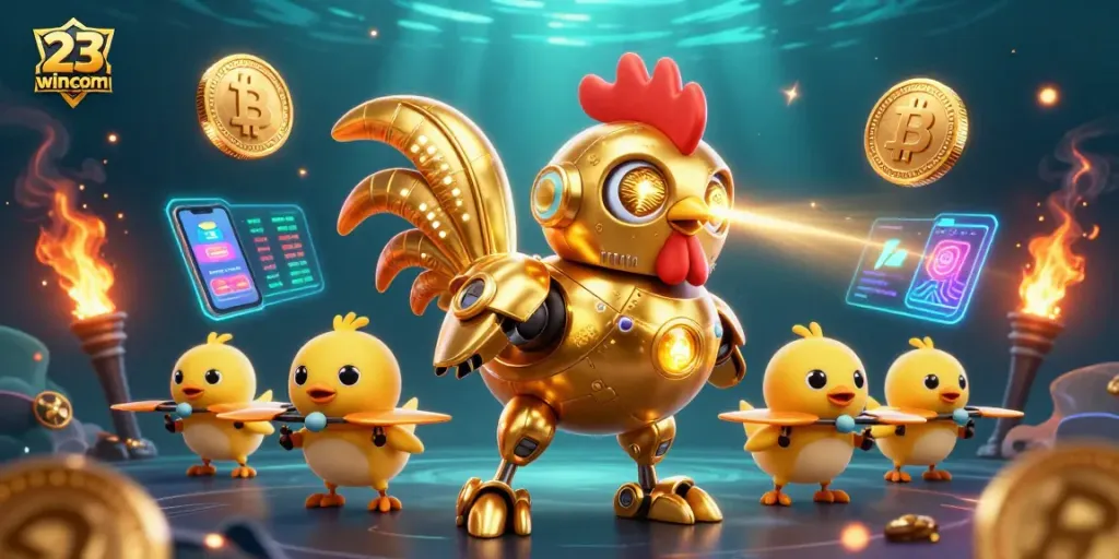 Experience exciting gambling action with 23wincom's dynamic 3D casino illustration.