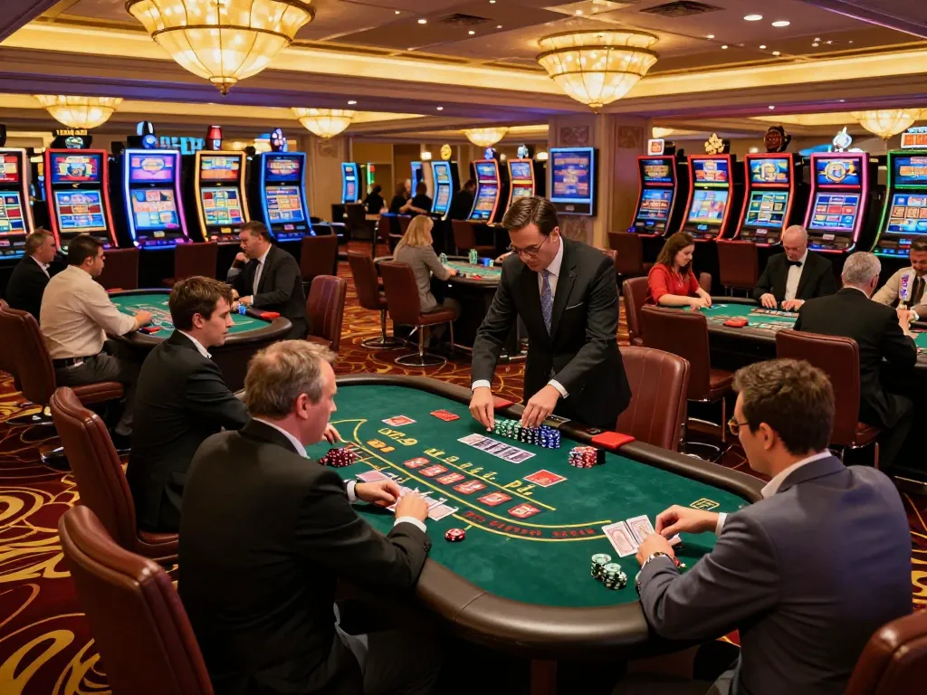 Players enjoying blackjack at casino 9bet with professional dealers and vibrant setting.