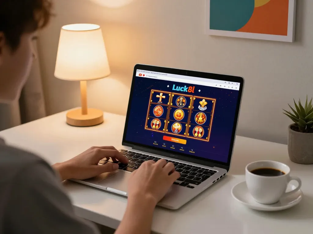 Engaging online gaming session at luck8l with a cozy setup showcasing casino games.