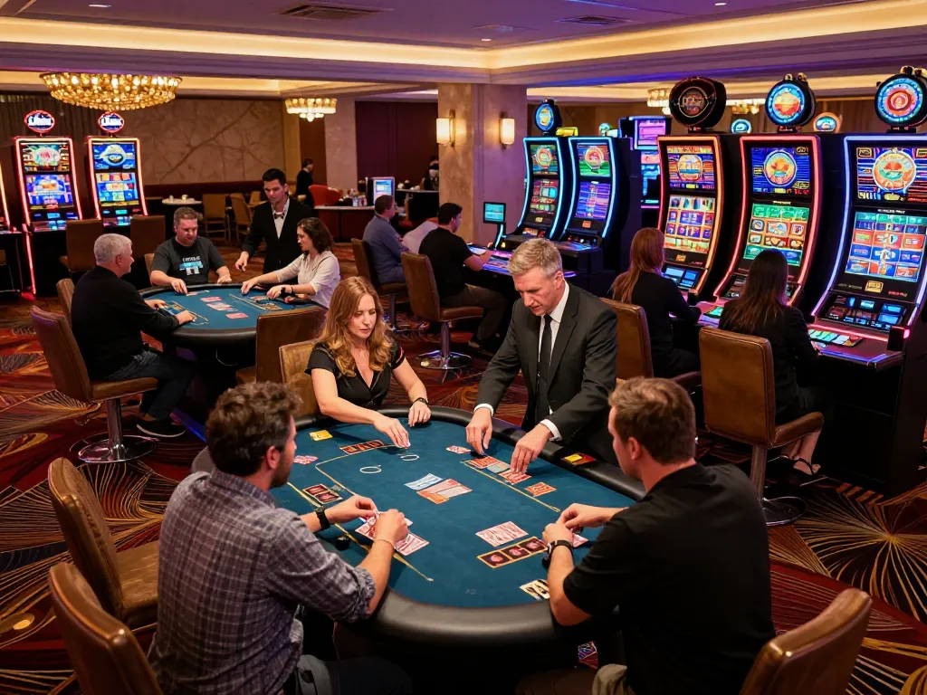 Players enjoying games at LLwin's lively casino floor, showcasing excitement and strategic gameplay.