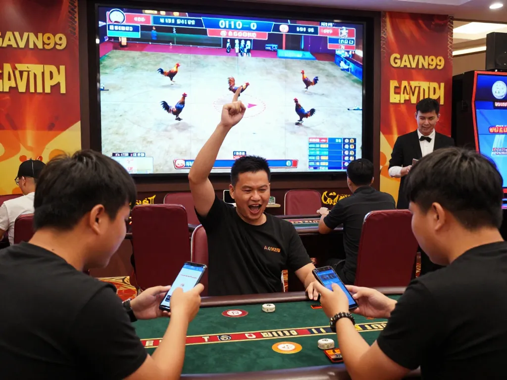 Gavn99 online gambling excitement with Vietnamese players engaging in live matches.