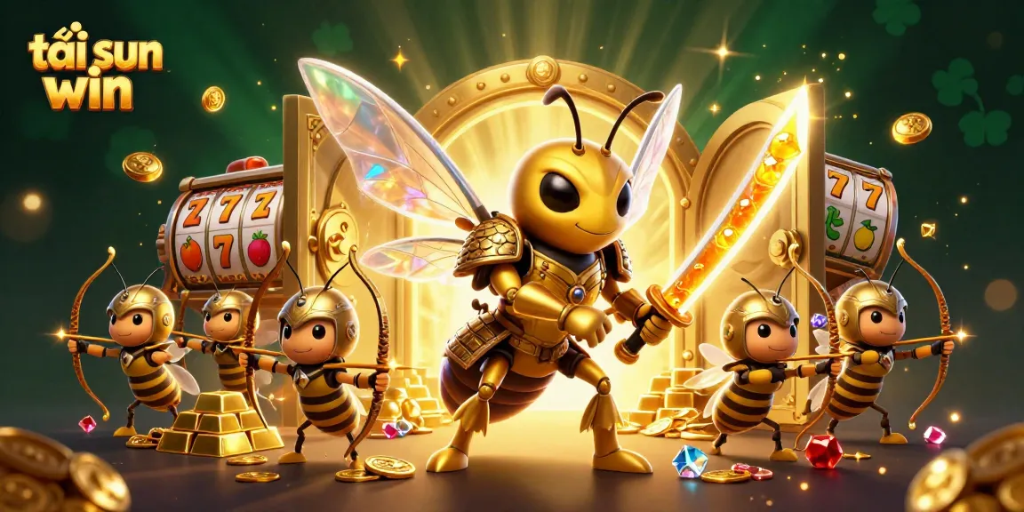Join the excitement at tải sun win with a dynamic scene of action-packed slot reels and golden treasures!