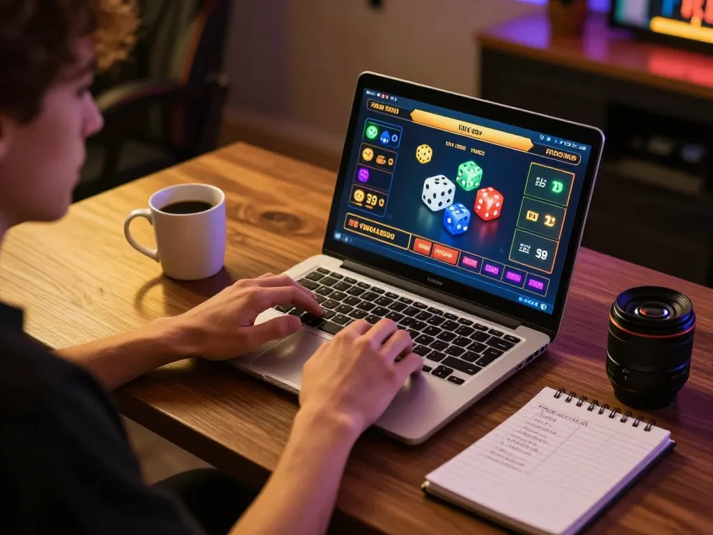 Tai xiu online gaming session with a player focused on strategic betting options on a laptop screen.