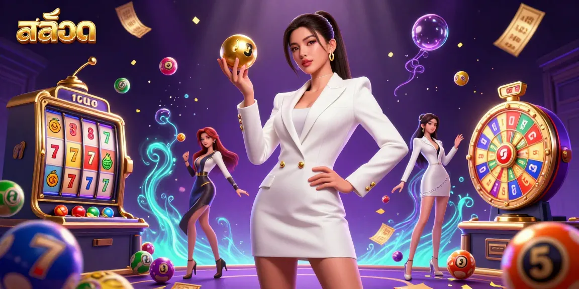 Experience thrilling สล็อต games with an elegant Asian woman, dynamic slot elements, and vibrant casino visuals.