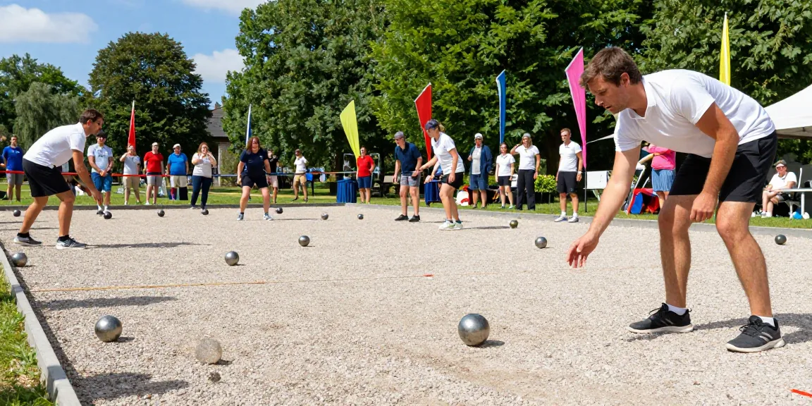 Competitive petanque players at a community event showcasing FOPI Kota Parepare sportsmanship and culture.