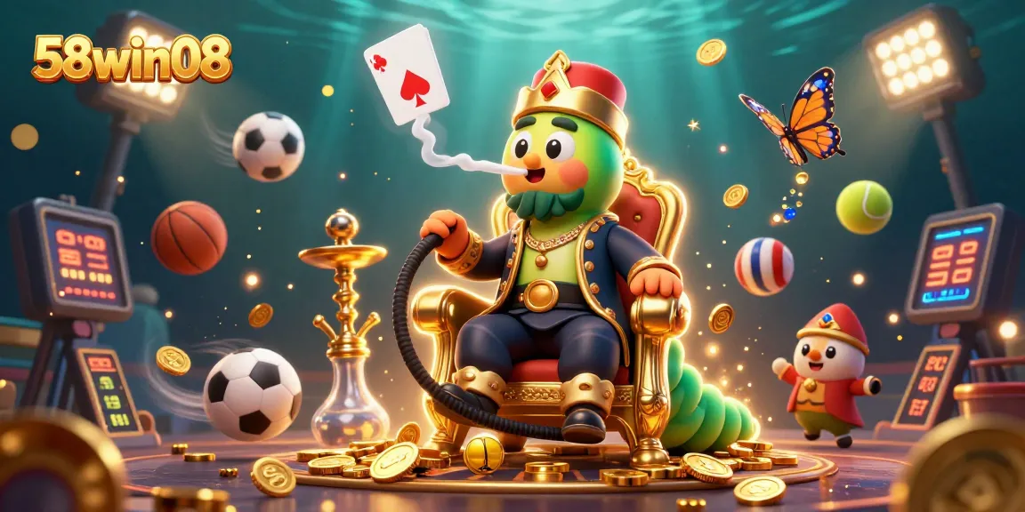 Experience winnings at 58win08 with a vibrant illustration showcasing exciting casino gaming elements.