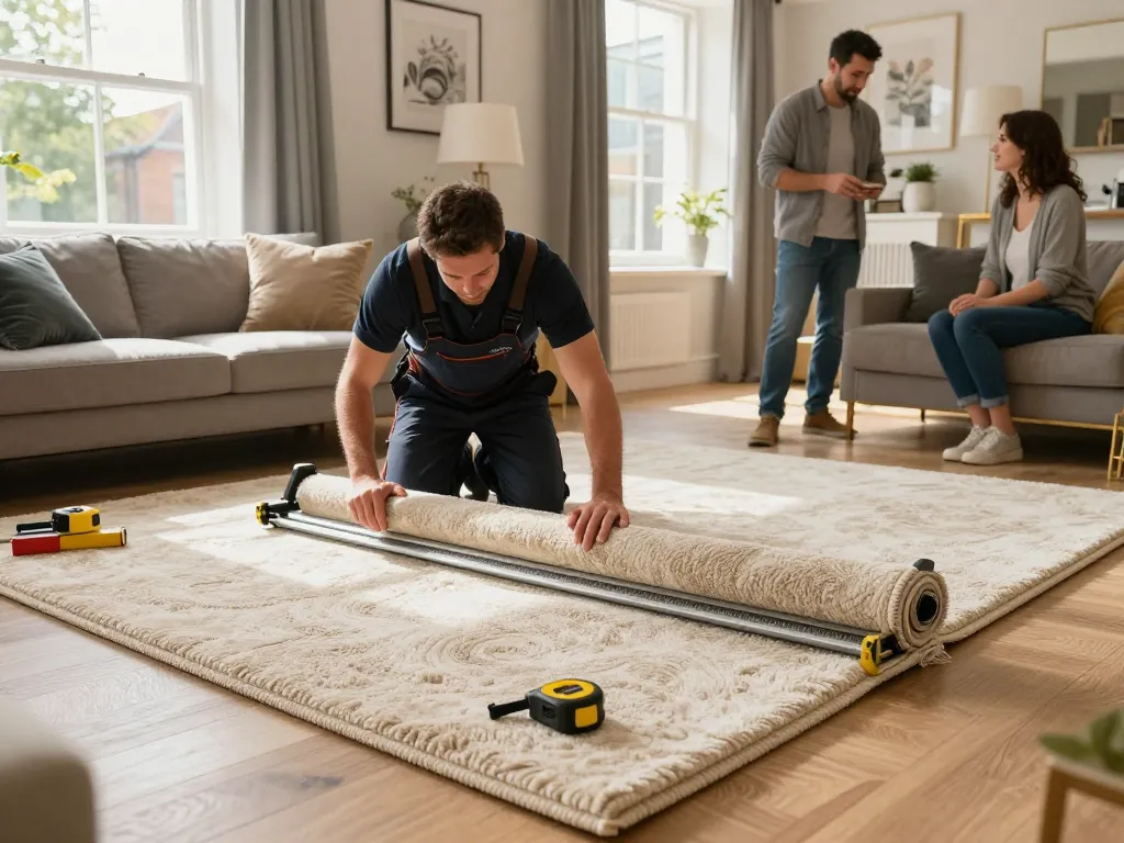 Expert carpet fitting services West London in a stylish home interior with natural light.