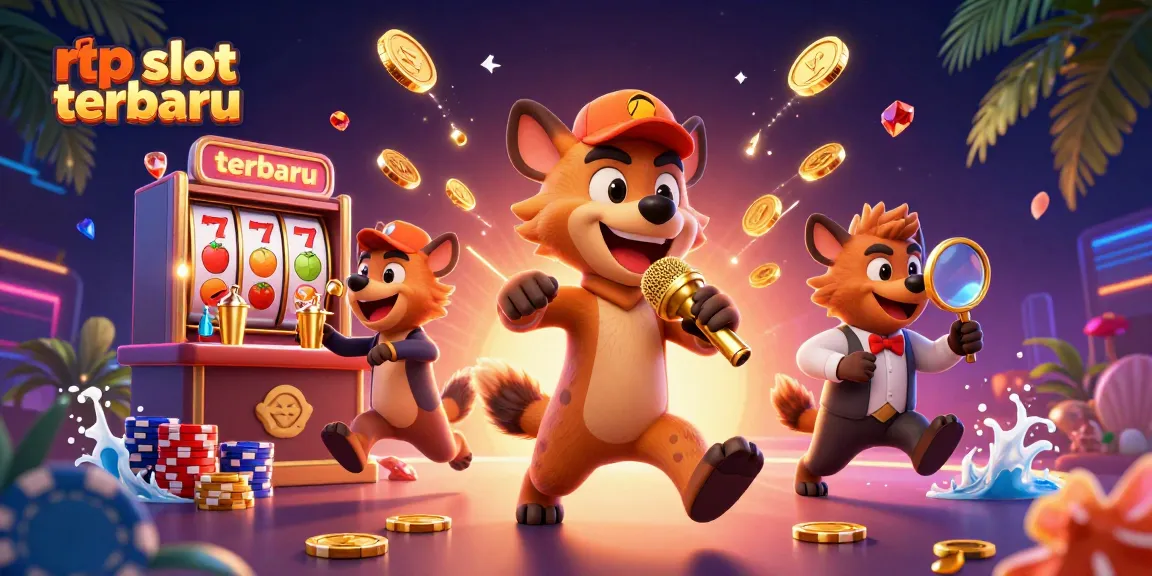 Win big with rtp slot terbaru in this vibrant casino scene featuring hyenas and colorful gaming elements.