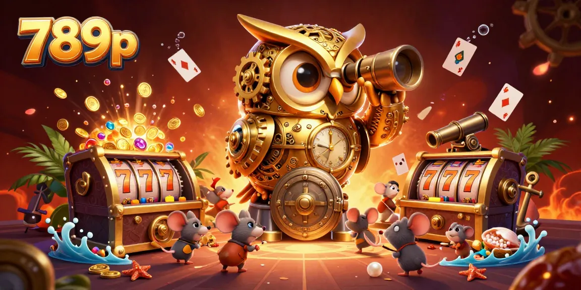 Experience vibrant gameplay with 789p's golden owl character scanning the casino floor full of excitement.