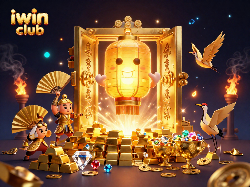 Experience the vibrant energy of iwin club with glowing lantern spirits and lucky symbols in a casino setting.