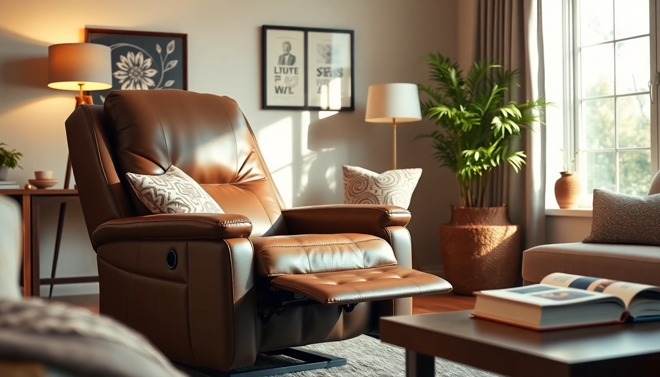 Experience comfort with a premium leather lift chair in an elegant living room setting.