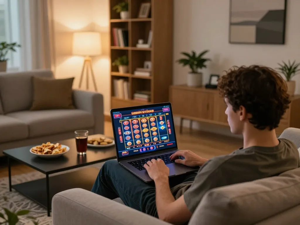 Engage with 789b online casino gaming on a cozy sofa with immersive slots and poker.