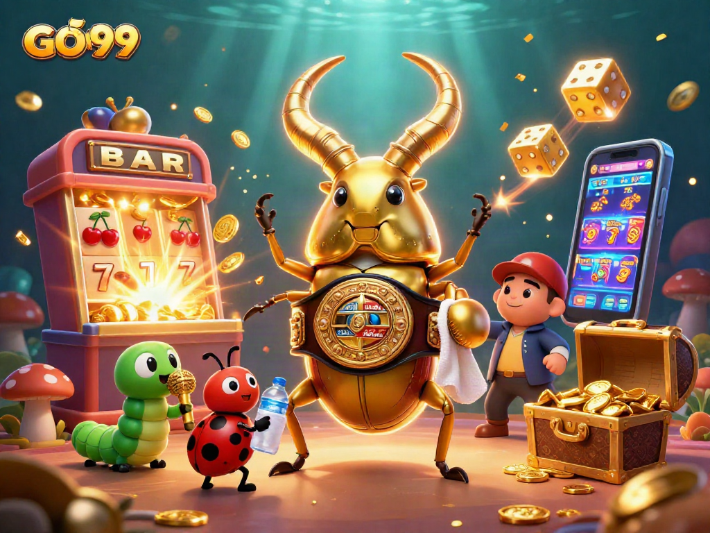 Experience the GOO99 casino rush with dynamic 3D slot machines and vibrant characters in action.