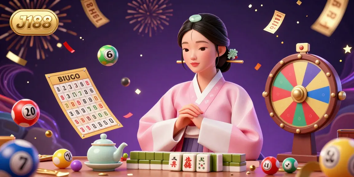 Experience the excitement of J188 with vibrant lottery balls and a beautifully illustrated scene.