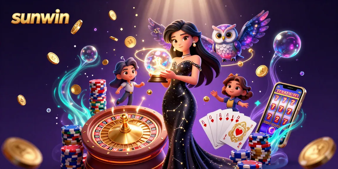 Experience the excitement at sunwin with cascading coins and vibrant casino elements.