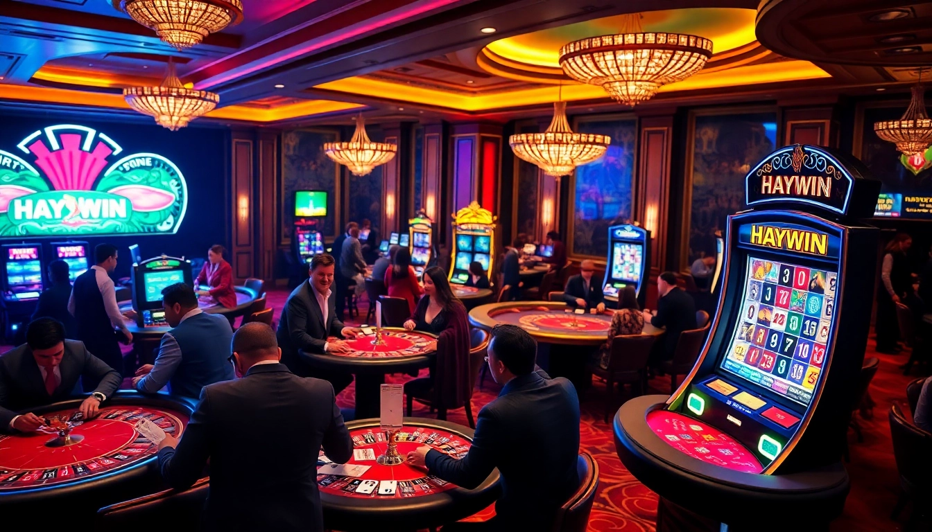 Engaged players at a luxurious casino table experience the excitement of HAYWIN betting.