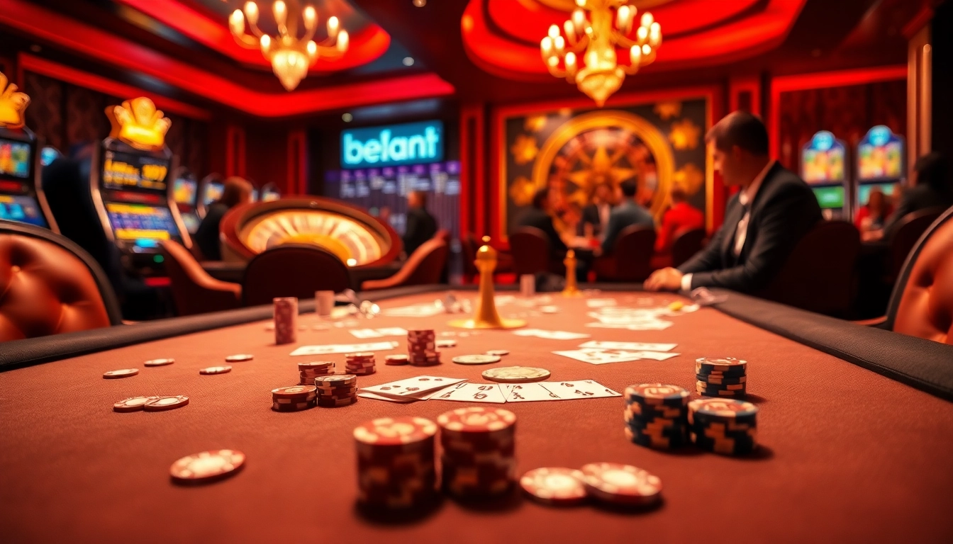 Experience the excitement of 68VIP with a luxurious casino scene featuring poker chips and roulette wheels.