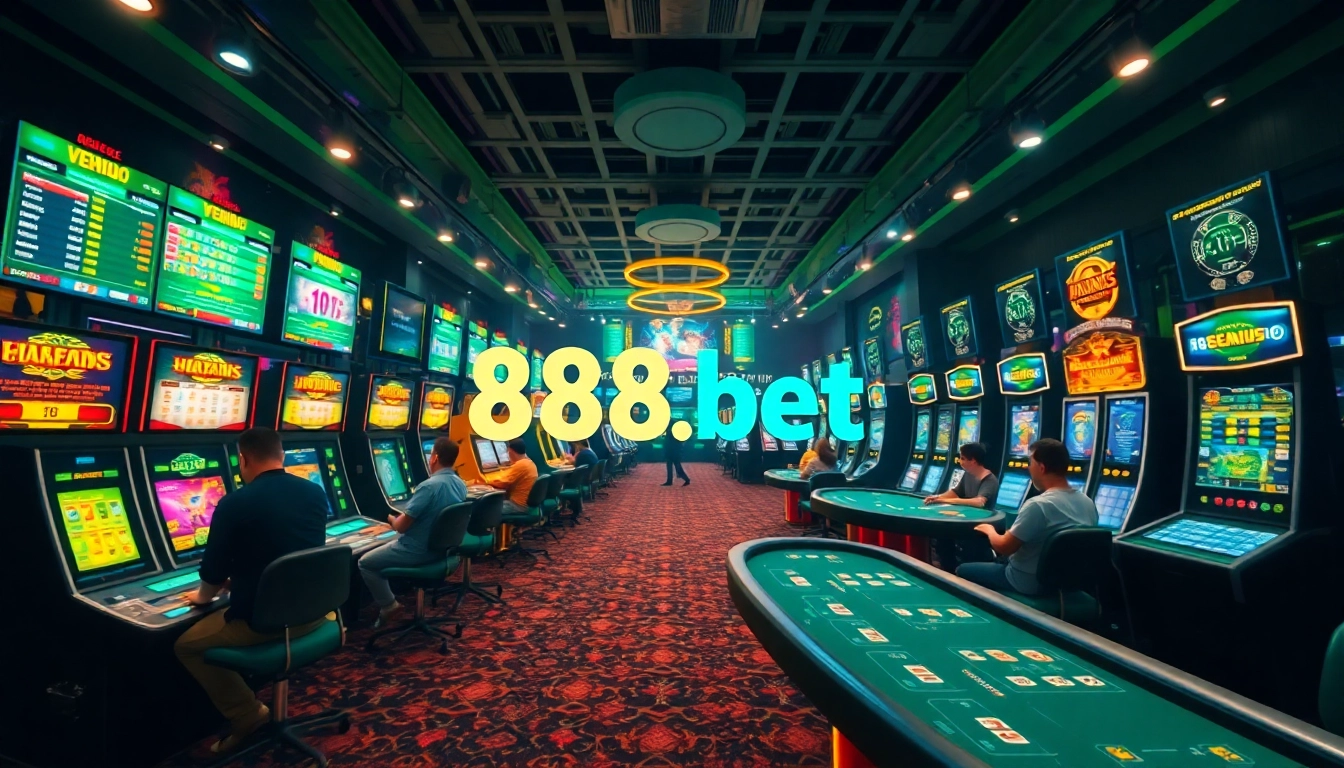 Experience the excitement of online gaming with 888b.bet in a vibrant virtual casino atmosphere.