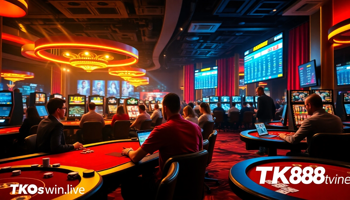 Exciting online gaming experience at tk88win.live featuring players engaged in poker and sports betting.