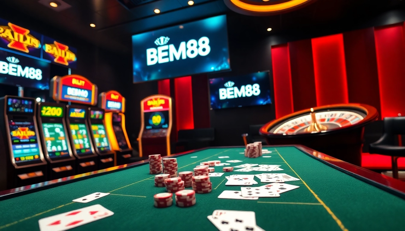 BEM88 offers an exhilarating casino experience with vibrant gaming tables and slot machines.